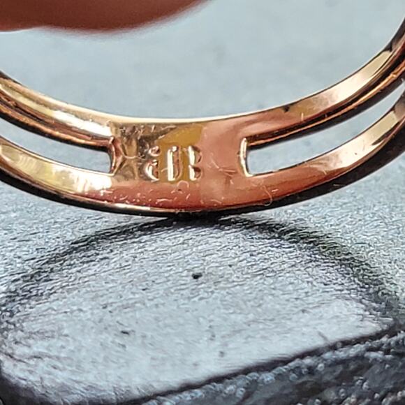 Rose Gold Plated Ring with Simulated Opal and Blue Stones - Size 9 - Picture 11 of 11